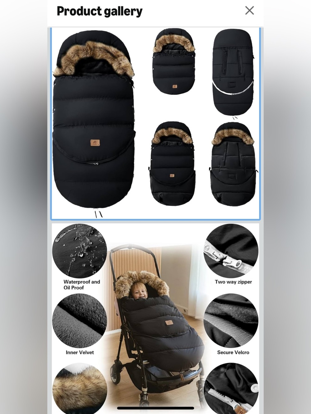 Black Faux-Fur Trim Baby Footmuff - Kids Accessories